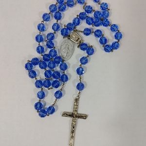 Blue Catholic Rosary Beads Crucifix